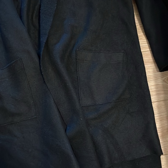 Eileen Fisher Woman black wool open front cardigan jacket - Picture 2 of 4